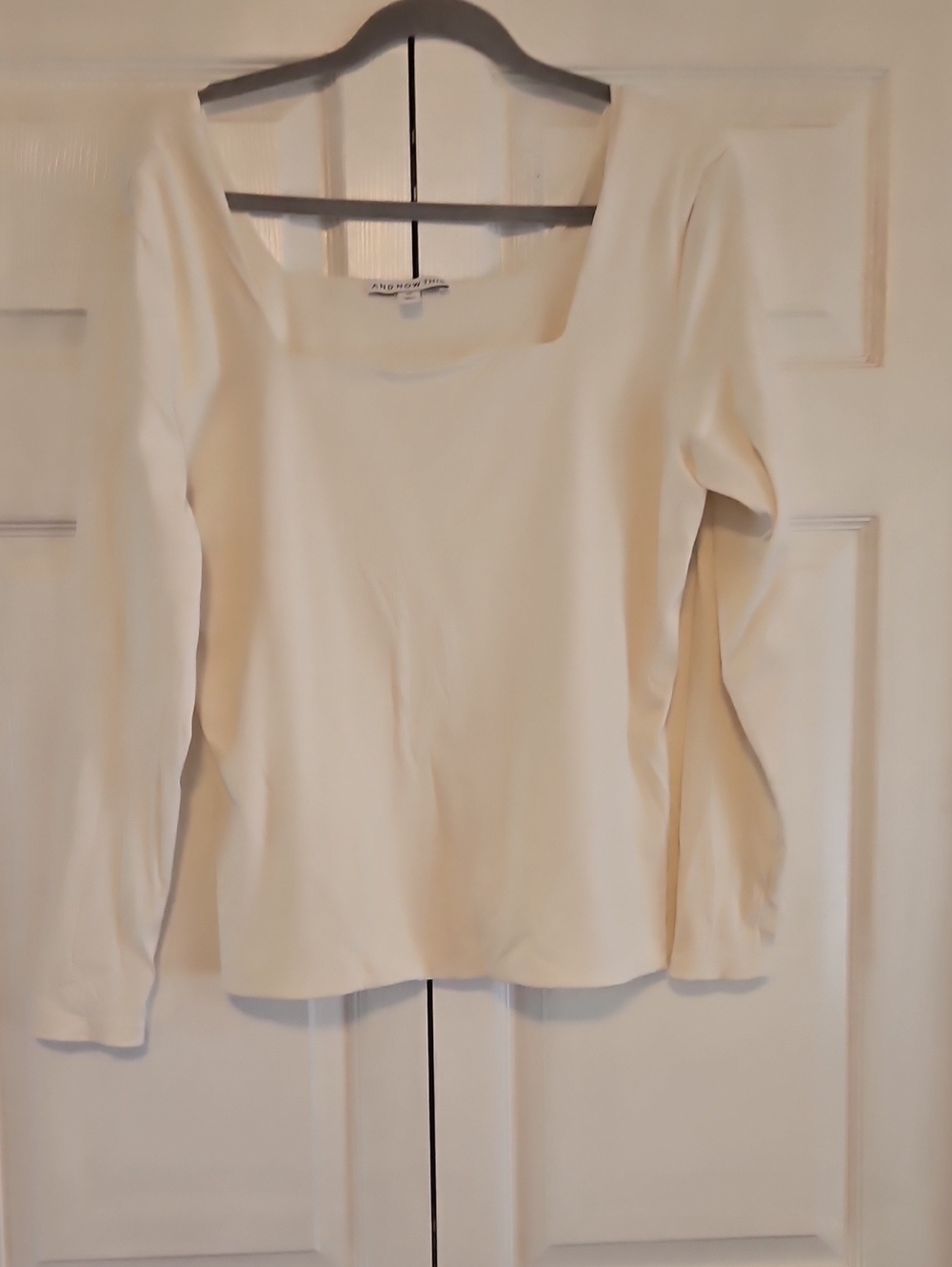 Ivory Square-Neck Long Sleeve Tee